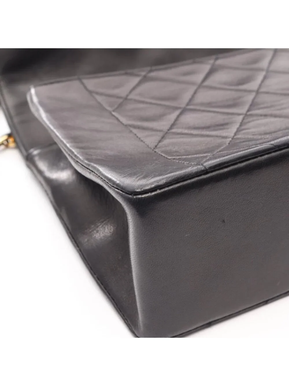 Chanel Shoulder Bag Quilted Single Flap Black Lambskin Chain